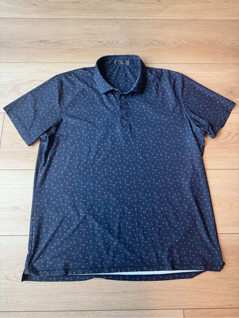 G/FORE Polo Shirt Print Navy Blue Floral Golf Performance MINT Size XXL/2XL